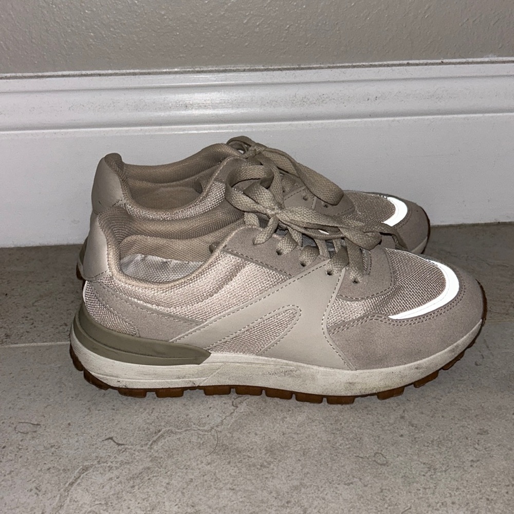 White and tan sneakers
